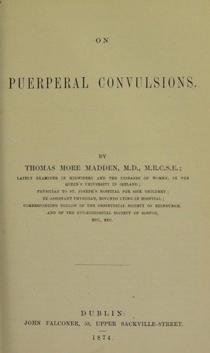 Cover for On puerperal convulsions