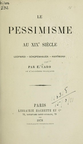 Cover for Le pessimisme au XIXe siecle -