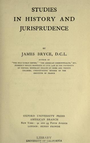 Cover for Studies in history and jurisprudence
