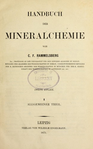 Cover for Handbuch der Mineralchemie