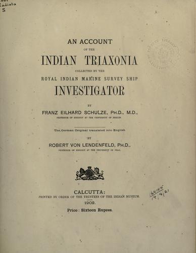 Cover for An account of the Indian Triaxonia