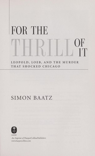 Cover for For the Thrill of It