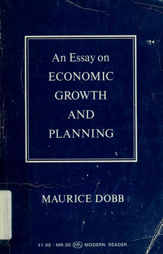 Cover for An essay on economic growth and planning