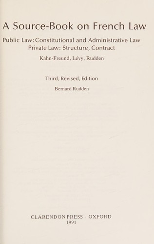 Cover for A source-book on French law