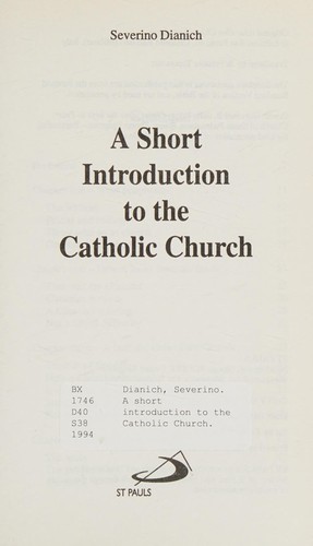 Cover for A Short Introduction to the Catholic Church