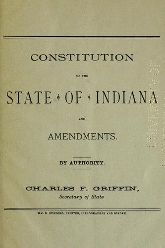 Cover for Constitution of the state of Indiana and amendments