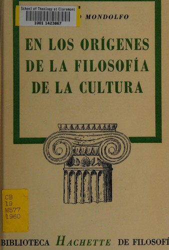 Cover for En los origenes de la filosofia de la cultura