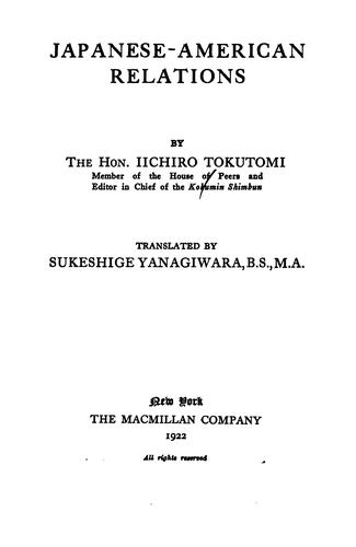 Cover for Japanese-American relations