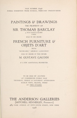 Cover for Paintings & drawings; French furniture & objets d'art from Bourdaric, Mezirac, Languedoc
