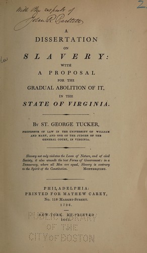 Cover for A dissertation on slavery