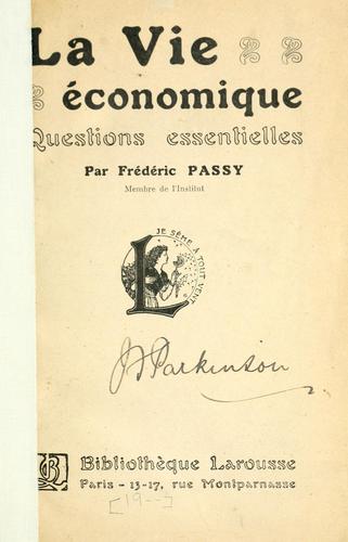 Cover for La vie économique, questions essentielles