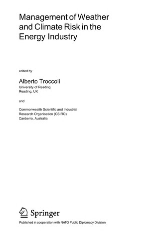 Cover for Management of weather and climate risk in the energy industry