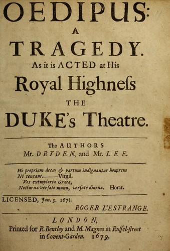 Cover for Oedipus