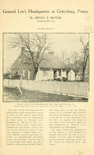 Cover for General Lee's headquarters at Gettysburg, Penna.