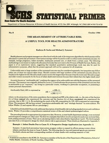 Cover for The measurement of attributable risk