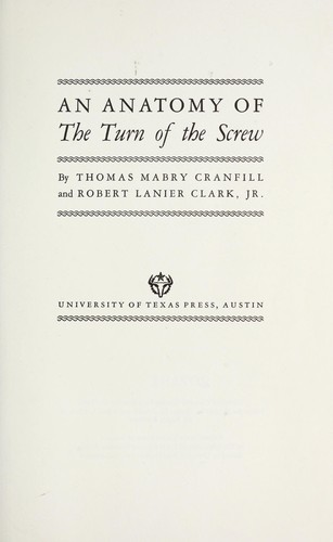 Cover for An anatomy of The turn of the screw