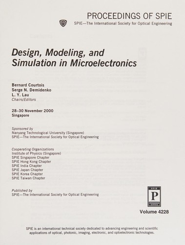 Cover for Design, modeling, and simulation in microelectronics
