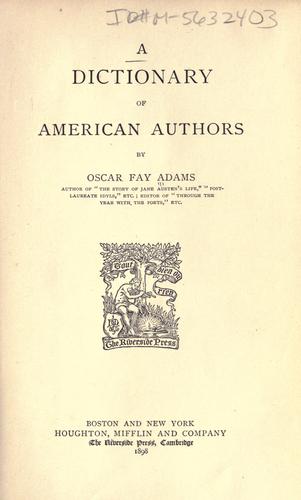 Cover for A dictionary of American authors.