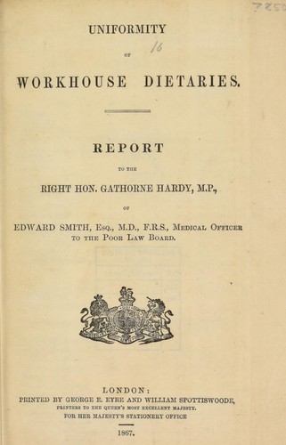 Cover for Uniformity of workhouse dietaries