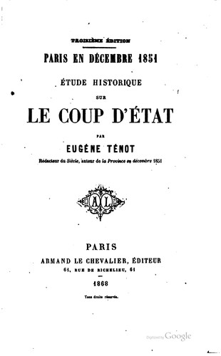 Cover for Paris en décembre, 1851