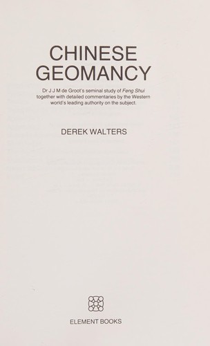Cover for Chinese geomancy