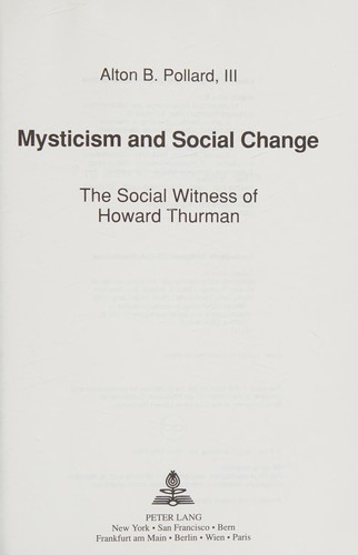 Cover for Mysticism and social change