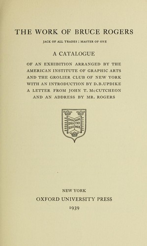 Cover for The work of Bruce Rogers, jack of all trades, master of one