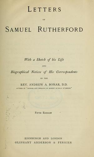 Cover for Letters of Samuel Rutherford