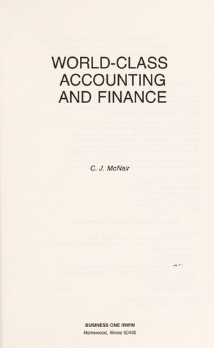 Cover for World-class accounting and finance