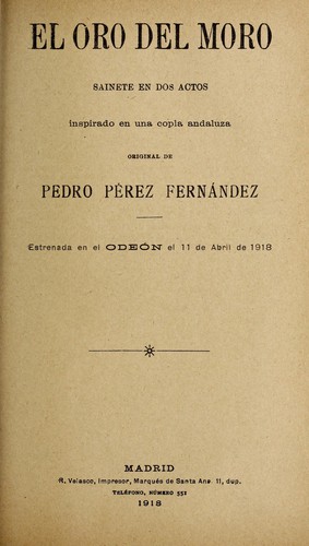 Cover for El oro del moro