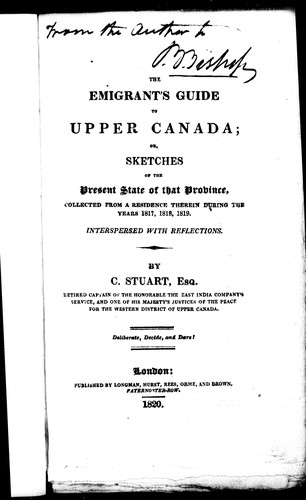 Cover for The emigrant's guide to Upper Canada; or, Sketches of the present state of that province