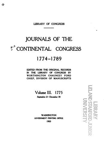 Cover for Journals of the Continental Congress