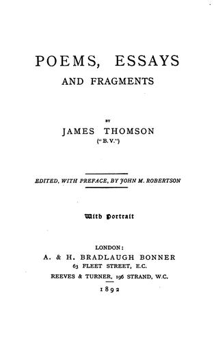 Cover for Poems, essays and fragments