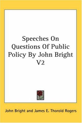 Cover for Speeches On Questions Of Public Policy By John Bright V2