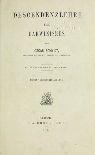 Cover for Descendenzlehre und Darwinismus