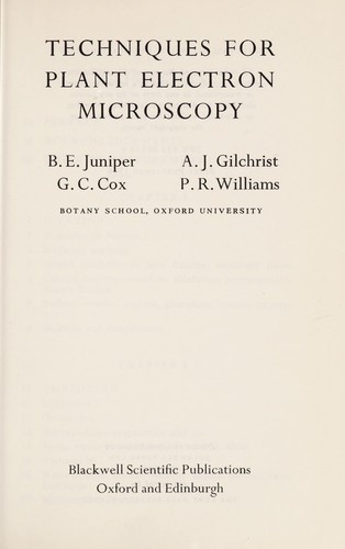 Cover for Techniques for plant electron microscopy