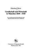 Cover for Gesellschaft und Wirtschaft in München, 1830-1920