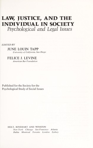 Cover for Law, justice, and the individual in society