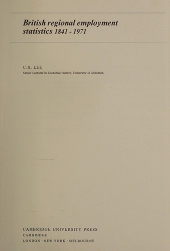 Cover for British regional employment statistics, 1841-1971