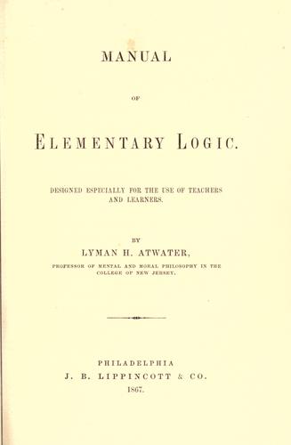 Cover for Manual of elementary logic.