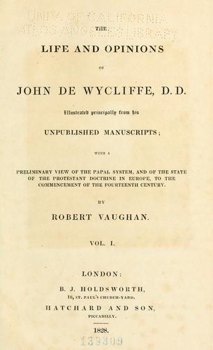 Cover for life and opinions of John de Wycliffe