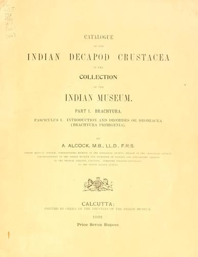 Cover for Catalogue of the Indian decapod Crustacea in the collection of the Indian museum 