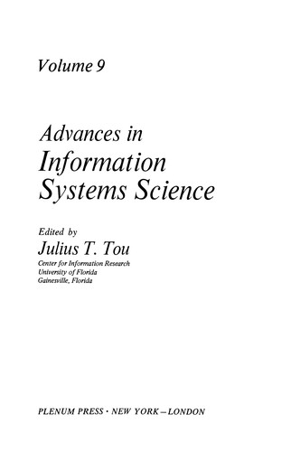 Cover for Advances in Information Systems Science