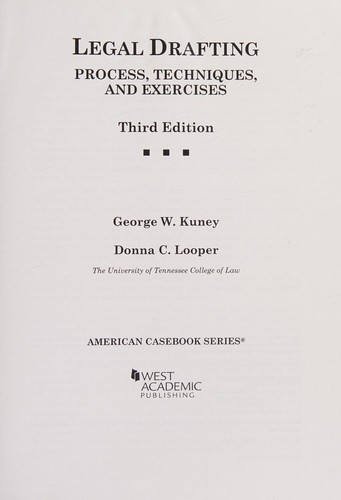 Cover for Legal Drafting, Process, Techniques, and Exercises