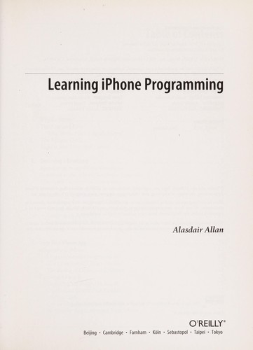 Cover for Learning iPhone programming