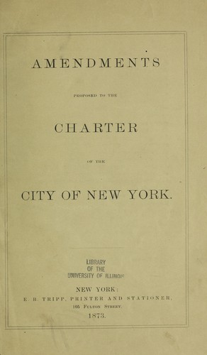 Cover for Amendments proposed to the charter of the City of New York