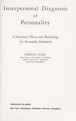 Cover for Interpersonal Diagnosis of Personality