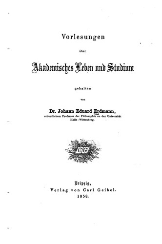Cover for Vorlesungen über akademisches Leben und Studium...