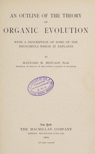 Cover for An outline of the theory of organic evolution