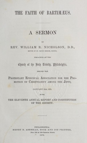 Cover for The faith of Bartimaeus